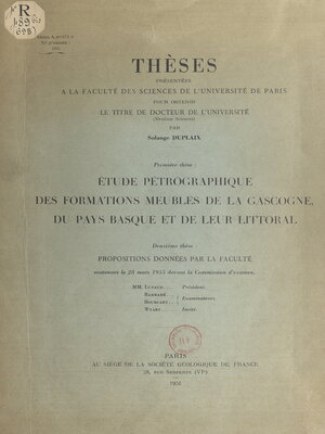 cover image of Étude pétrographique des formations meubles de la Gascogne, du Pays basque et de leur littoral